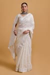 Buy_Gulabo By Abu Sandeep_Off White Cotton Embroidery, Mirrors Designer Saree _at_Aza_Fashions