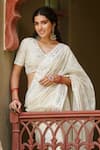 Buy_Gulabo By Abu Sandeep_Off White Cotton Embroidery, Mirrors Designer Saree _Online_at_Aza_Fashions