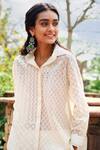 Gulabo By Abu Sandeep_Off White Cotton Beads, Embroidery Collared Designer Shirt _Online_at_Aza_Fashions