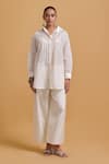 Buy_Gulabo By Abu Sandeep_Off White Cotton Beads, Embroidery Collared Designer Shirt _Online_at_Aza_Fashions