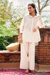 Buy_Gulabo By Abu Sandeep_Off White Cotton Beads, Embroidery Collared Designer Shirt _at_Aza_Fashions