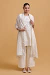 Buy_Gulabo By Abu Sandeep_Off White Cotton Embroidery, Mirrors Round Neck Kurta _Online_at_Aza_Fashions