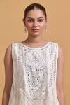 Buy_Gulabo By Abu Sandeep_Off White Cotton Embroidery, Mirrors Round Neck Kurta 