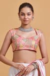 Shop_Gulabo By Abu Sandeep_Multi Color Chanderi Embroidery Scoop Neck Designer Blouse _Online_at_Aza_Fashions
