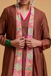 Buy_Gulabo By Abu Sandeep_Brown Chanderi V-, Round Jacket Kurta Pant Set 