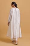Shop_Gulabo By Abu Sandeep_Off White Chanderi Embroidery V-, Round Jacket Kurta Pant Set _at_Aza_Fashions