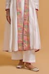 Shop_Gulabo By Abu Sandeep_Off White Chanderi Embroidery V-, Round Jacket Kurta Pant Set 