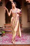 Buy_Gulabo By Abu Sandeep_Beige Chanderi Embroidery Pre-draped Dhoti Saree _at_Aza_Fashions