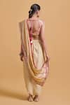 Shop_Gulabo By Abu Sandeep_Beige Chanderi Embroidery Pre-draped Dhoti Saree _at_Aza_Fashions