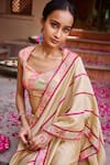 Shop_Gulabo By Abu Sandeep_Beige Chanderi Embroidery Pre-draped Dhoti Saree 