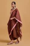 Gulabo By Abu Sandeep_Brown Chanderi Embroidery Designer Dhoti Saree _Online_at_Aza_Fashions