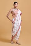 Gulabo By Abu Sandeep_Off White Chanderi Pre-draped Dhoti Saree _Online_at_Aza_Fashions