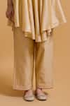 Gulabo By Abu Sandeep_Beige Chanderi Embroidery Round Neck Kurta Pant Set _Online_at_Aza_Fashions