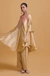 Shop_Gulabo By Abu Sandeep_Beige Chanderi Embroidery Round Neck Kurta Pant Set _Online_at_Aza_Fashions
