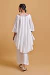 Shop_Gulabo By Abu Sandeep_Off White Chanderi Embroidery Round Neck Designer Kurta Pant Set _at_Aza_Fashions