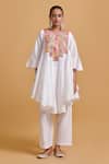 Buy_Gulabo By Abu Sandeep_Off White Chanderi Embroidery Round Neck Designer Kurta Pant Set _Online_at_Aza_Fashions
