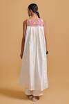Shop_Gulabo By Abu Sandeep_Off White Chanderi Embroidery Round Neck Designer Kurta Pant Set _at_Aza_Fashions