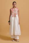 Buy_Gulabo By Abu Sandeep_Off White Chanderi Embroidery Round Neck Designer Kurta Pant Set _Online_at_Aza_Fashions