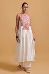 Shop_Gulabo By Abu Sandeep_Off White Chanderi Embroidery Round Neck Designer Kurta Pant Set _Online_at_Aza_Fashions