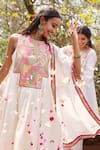 Gulabo By Abu Sandeep_Off White Chanderi Embroidery Round Neck Designer Kurta Pant Set _at_Aza_Fashions