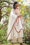 Buy_Gulabo By Abu Sandeep_Off White Chanderi Embroidery Round Neck Designer Kurta Pant Set _at_Aza_Fashions