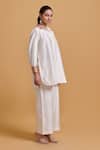 Gulabo By Abu Sandeep_Off White Chanderi Embroidery Collared Designer Shirt And Pant Set _Online_at_Aza_Fashions