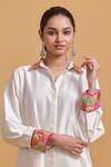 Shop_Gulabo By Abu Sandeep_Off White Chanderi Embroidery Collared Designer Shirt And Pant Set _Online_at_Aza_Fashions