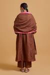 Shop_Gulabo By Abu Sandeep_Brown Chanderi Embroidery Designer Dupatta _at_Aza_Fashions