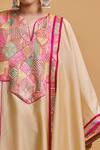 Buy_Gulabo By Abu Sandeep_Beige Chanderi Embroidery V-neck Kurta Pant Set 