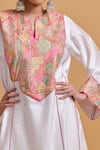 Buy_Gulabo By Abu Sandeep_Off White Chanderi Embroidery Split V-neck Kurta And Pant Set _Online_at_Aza_Fashions