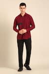 Buy_Mayank Modi - Men_Maroon Cotton Designer Malai Shirt _at_Aza_Fashions