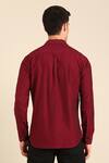 Shop_Mayank Modi - Men_Maroon Cotton Designer Malai Shirt _at_Aza_Fashions