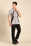 Buy_Mayank Modi - Men_Gray Cotton Grey-black Malai Shirt _at_Aza_Fashions