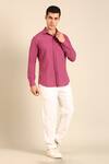Buy_Mayank Modi - Men_Purple Cotton Light Malai Shirt _at_Aza_Fashions