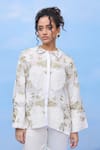 Buy_COUCHÉ BY ANANDINI_Green Silk, Crepe Embroidery Collared Floral Velvet Dreams Shirt _at_Aza_Fashions
