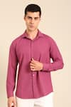 Mayank Modi - Men_Purple Cotton Light Malai Shirt _at_Aza_Fashions