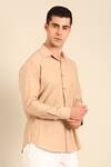 Shop_Mayank Modi - Men_Beige Cotton Malai Shirt _Online_at_Aza_Fashions