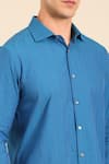Mayank Modi - Men_Blue Cotton Designer Malai Shirt _Online_at_Aza_Fashions