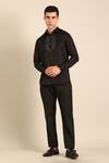 Buy_Mayank Modi - Men_Black Bemberg Embroidery Designer Silk Shirt _at_Aza_Fashions