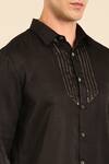 Mayank Modi - Men_Black Bemberg Embroidery Designer Silk Shirt _at_Aza_Fashions