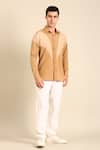 Buy_Mayank Modi - Men_Beige Cotton Designer Beige-khaki Malai Shirt _at_Aza_Fashions