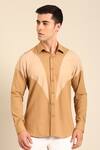 Mayank Modi - Men_Beige Cotton Designer Beige-khaki Malai Shirt _Online_at_Aza_Fashions
