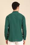 Shop_Mayank Modi - Men_Teal Cotton And White Malai Shirt _at_Aza_Fashions