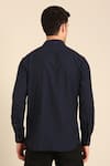 Shop_Mayank Modi - Men_Navy Cotton Designer Blue Malai Shirt _at_Aza_Fashions