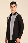 Buy_Mayank Modi - Men_Black Cotton Designer Black-silver Malai Shirt _Online_at_Aza_Fashions