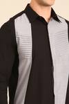 Mayank Modi - Men_Black Cotton Designer Black-silver Malai Shirt _at_Aza_Fashions