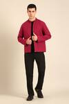 Buy_Mayank Modi - Men_Wine Cotton Malai Bomber Jacket _at_Aza_Fashions