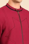 Mayank Modi - Men_Wine Cotton Malai Bomber Jacket _at_Aza_Fashions