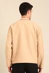 Shop_Mayank Modi - Men_Beige Cotton Embroidery Print Malai Bomber Jacket _at_Aza_Fashions