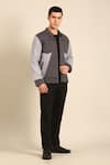 Buy_Mayank Modi - Men_Gray Cotton Grey Malai Bomber Jacket _at_Aza_Fashions